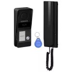 ATIN, zestaw domofonowy jednorodzinny, 2-żyłowy, z czytnikiem breloków, czarny