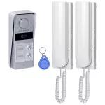 ATIN MULTI, zestaw domofonowy dwurodzinny, 2-żyłowy, z czytnikiem breloków, biały