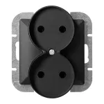 Gniazdo podwójne p/t 2x2P Pearl, 16A, 250V, PT-5PR, czarny