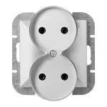 Gniazdo podwójne p/t 2x2P Pearl, 16A, 250V, PT-5PR, srebrny