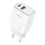 Ładowarka sieciowa Miccell VQ-T15, 20W, USB-A + USB-C, biała