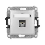 MINI Mechanizm gniazda komputerowego pojedynczego 1xRJ45, kat. 5e, ekranowany, 8-stykowy srebrny metalik