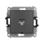 MINI Mechanizm gniazda komputerowego pojedynczego 1xRJ45, kat. 5e, ekranowany, 8-stykowy, bez pola opisowego grafitowy mat