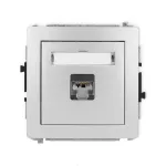 DECO Mechanizm gniazda komputerowego pojedynczego 1xRJ45, kat. 5e, ekranowany, 8-stykowy srebrny metalik