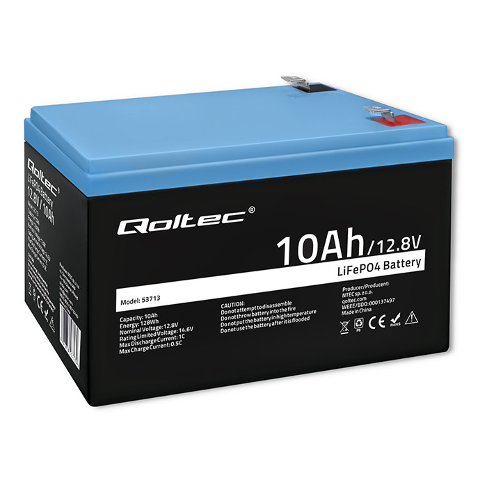 Qoltec Akumulator LiFePO4 Litowo-Żelazowo-Fosforanowy | 12.8V | 10Ah | 128Wh | BMS 