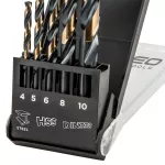 Wiertła do metalu HSS-CNC, 124°, "Pro-Tec", 4.0 - 10 mm, zestaw 5 szt.