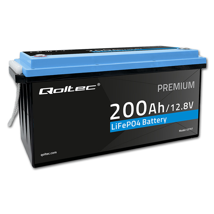 Qoltec Akumulator LiFePO4 Litowo-Żelazowo-Fosforanowy | 12.8V | 200Ah | 2560Wh | BMS