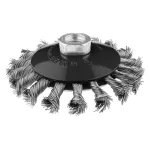 Szczotka druciana tarczowa odgięta 100 mm, drut skręcony, INOX, M14