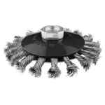 Szczotka druciana tarczowa odgięta 115 mm, drut skręcony, INOX, M14