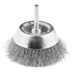 Szczotka druciana doczołowa 70 mm, drut karbowany, INOX, z trzpieniem 6 mm