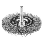 Szczotka druciana tarczowa 75 mm, drut karbowany, INOX, z trzpieniem 6 mm