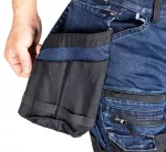 Spodnie robocze DENIM, wzmocnienia Cordura, odpinane kieszenie kaburowe, granatowe, rozmiar XS