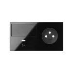 Simon 100 W100-10020260X-138 Panel 2-krotny: 1 gniazdo + 1 klawisz + 1 ładowarka USB C (lewa strona); czarny