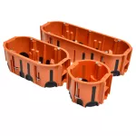 Puszka do pustych ścian ProDuo podwójna, głęboka 60mm, fi68, łączeniowa, z wkrętami, wiatroszczelna, pomarańczowa, IP30