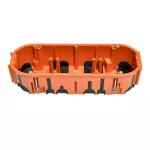 Puszka do pustych ścian ProDuo potrójna, głęboka 60mm, fi68, łączeniowa, z wkrętami, wiatroszczelna, pomarańczowa, IP30