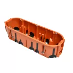 Puszka do pustych ścian ProDuo potrójna, głęboka 60mm, fi68, łączeniowa, z wkrętami, wiatroszczelna, pomarańczowa, IP30
