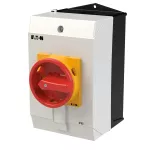 T3-3-8342/I2/SVB Przełącznik Zał.-Wył., 6 bieg., 32 A, 90 °, w obudowie IP65,pokrętło czerwono-żółte z blokadą na kłódkę