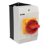 T3-3-8342/I2/SVB Przełącznik Zał.-Wył., 6 bieg., 32 A, 90 °, w obudowie IP65,pokrętło czerwono-żółte z blokadą na kłódkę