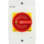 T3-3-8342/I2/SVB Przełącznik Zał.-Wył., 6 bieg., 32 A, 90 °, w obudowie IP65,pokrętło czerwono-żółte z blokadą na kłódkę