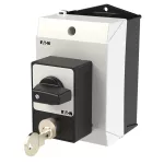 T0-2-1/I1/SVA(S) Rozłączniki panikowe, 3 bieg., 20 A, zamek cylindryczny SVA, tabliczka 0-1, 90 °, bez samopowrotu, P, w obudowie IP65, pokrętło czarne z zamkiem cylindrycznym