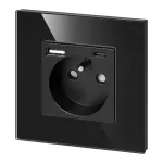 Gniazdo pojedyncze 2P+Z, USB-A + USB-C, PD, max. 20W, czarny