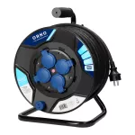 Przedłużacz bębnowy, 4 gniazda 2P+Z, kabel PVC H07RN-F 3x2,5mm², długość 40m, termik, przesłony torów prądowych