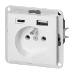 Gniazdo pojedyncze p/t 2P+Z z ładowarką USB A+C Pearl, 16A, 250V, PT-16P/USB, biały