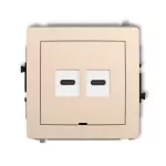 DECO Mechanizm ładowarki USB podwójnej 2xUSB C, 30W max., bez pola opisowego beżowy