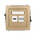 DECO Mechanizm ładowarki USB podwójnej USB C + USB A, 30W max. złoty metalik
