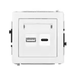 DECO Mechanizm ładowarki USB podwójnej USB C + USB A, 30W max. biały mat