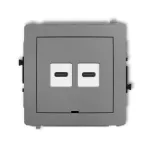 DECO Mechanizm ładowarki USB podwójnej 2xUSB C, 30W max., bez pola opisowego szary mat