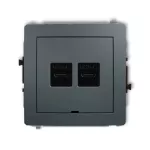 DECO Mechanizm ładowarki USB podwójnej 2xUSB C, 30W max., bez pola opisowego grafitowy mat