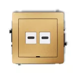 DECO Mechanizm ładowarki USB podwójnej 2xUSB C, 30W max., bez pola opisowego złoty