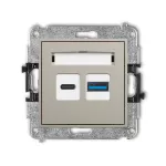 ICON Mechanizm ładowarki USB podwójnej USB C + USB A, 30W max. taupe