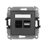 MINI Mechanizm ładowarki USB podwójnej USB C + USB A, 30W max. grafitowy mat