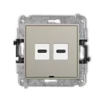 MINI Mechanizm ładowarki USB podwójnej 2xUSB C, 30W max., bez pola opisowego taupe