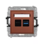 MINI Mechanizm ładowarki USB podwójnej USB C + USB A, 30W max. terakota