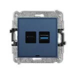 MINI Mechanizm ładowarki USB podwójnej USB C + USB A, 30W max., bez pola opisowego navy blue