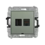 MINI Mechanizm gniazda pojedynczego HDMI 2.0, 4K + gniazda komp. poj. 1xRJ45, kat. 5e, 8-stykowy, bez pola opisowego szałwiowy