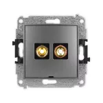 ICON Mechanizm gniazda głośnikowego pojedynczego, bez pola opisowego (typu banan - czerwony i czarny, pozłacany, 4 mm2, skręcany) grafitowy