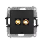 ICON Mechanizm gniazda głośnikowego pojedynczego, bez pola opisowego (typu banan - czerwony i czarny, pozłacany, 4 mm2, skręcany) czarny mat