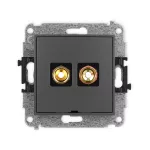 ICON Mechanizm gniazda głośnikowego pojedynczego, bez pola opisowego (typu banan - czerwony i czarny, pozłacany, 4 mm2, skręcany) grafitowy mat