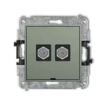 ICON Mechanizm gniazda antenowego podwójnego typu F (SAT) niklowany, bez pola opisowego szałwiowy