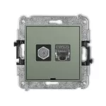 ICON Mechanizm gniazda antenowego poj. typu F (SAT) + gniazda komp. poj. 1xRJ45, kat. 6 ekranowany, 8-stykowy, bez pola opisowego szałwiowy