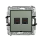 ICON Mechanizm gniazda komputerowego podwójnego 2xRJ45, kat. 5e, 8-stykowy, bez pola opisowego szałwiowy