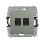 ICON Mechanizm gniazda komputerowego podwójnego 2xRJ45, kat. 6A, 8-stykowy, bez pola opisowego szałwiowy