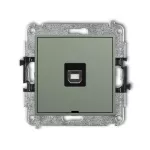 ICON Mechanizm gniazda pojedynczego USB A-B 2.0, bez pola opisowego szałwiowy