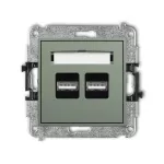 ICON Mechanizm ładowarki USB podwójnej 2xUSB A, 15,5W max., 5V, 3.1A szałwiowy