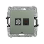 MINI Mechanizm gniazda antenowego poj. typu F (SAT) + gniazda komp. poj. 1xRJ45, kat. 5e, 8-stykowy, bez pola opisowego szałwiowy