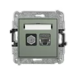 MINI Mechanizm gniazda antenowego poj. typu F (SAT) + gniazda komp. poj. 1xRJ45, kat. 6 ekranowany, 8-stykowy szałwiowy